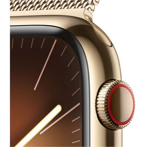 Koodo Apple Watch Series 9 45mm Gold Stainless Steel Case with Gold Milanese Loop - Large - Monthly Tab Payment