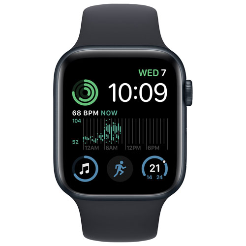 Apple Watch SE de 44 mm avec boîtier en aluminium minuit et bracelet sport minuit par Koodo (2022) - Paiement Balance mensuel