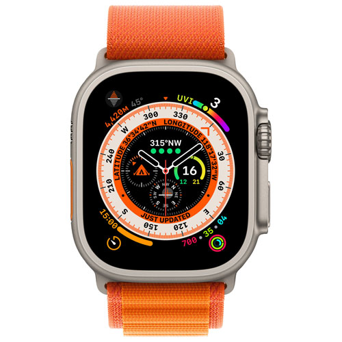 Apple Watch Ultra avec boîtier de 49 mm en titane et bracelet à rabat alpin orange par Koodo - Petit - Paiement Balance mensuel