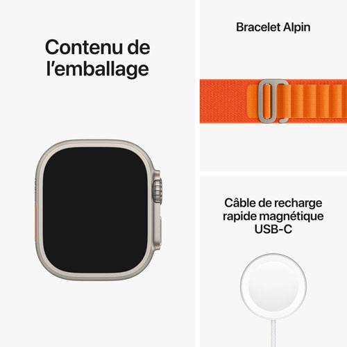 Apple Watch Ultra avec boîtier de 49 mm en titane et bracelet à rabat alpin orange par Koodo - Petit - Paiement Balance mensuel