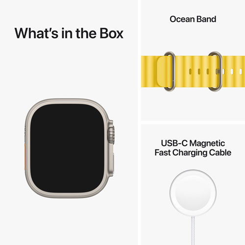 Apple Watch Ultra avec boîtier de 49 mm en titane et bracelet océan jaune par Koodo - Paiement Balance mensuel