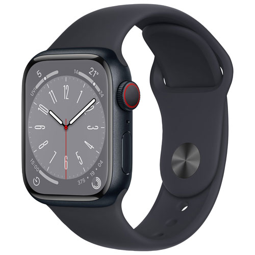 Apple Watch Series 8 avec boîtier de 41 mm en aluminium minuit et bracelet sport minuit par Koodo - Petit/Moyen - Paiement Balance mensuel