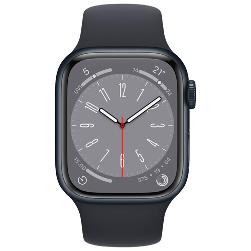Apple Watch Series 8 avec boîtier de 41 mm en aluminium minuit et bracelet sport minuit par Koodo - Petit/Moyen - Paiement Balance mensuel