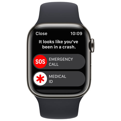 Apple Watch Series 8 avec boîtier de 41 mm en acier inoxydable graphite et bracelet sport minuit par Koodo - Petit/Moyen - Paiement Balance mensuel