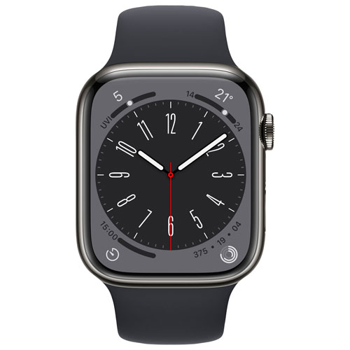 Koodo Apple Watch Series 8 45mm Graphite Stainless Steel Case with Midnight Sport Band - Medium/Large - Monthly Tab Payment