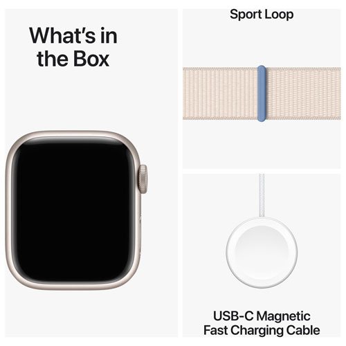 Koodo Apple Watch Series 9 41mm Starlight Aluminium Case with Starlight Sport Loop - Small - Monthly Tab Payment