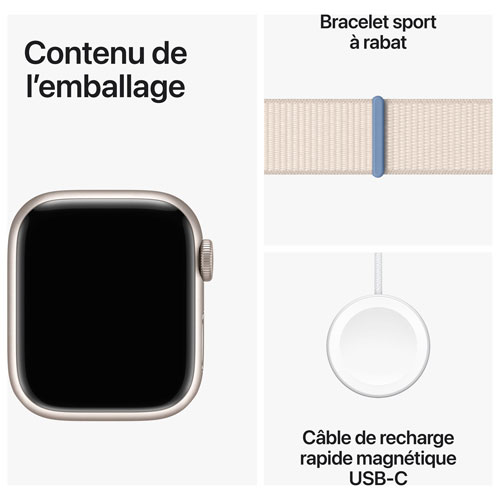 Koodo Apple Watch Series 9 41mm Starlight Aluminium Case with Starlight Sport Loop - Small - Monthly Tab Payment