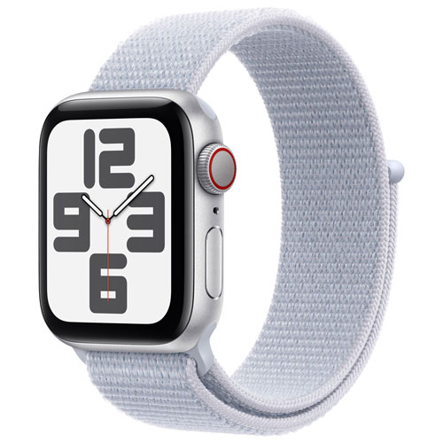 Apple Watch SE avec boîtier de 40 mm en aluminium argenté et bracelet à rabat sport nuage bleu par Koodo - Paiement Balance mensuel
