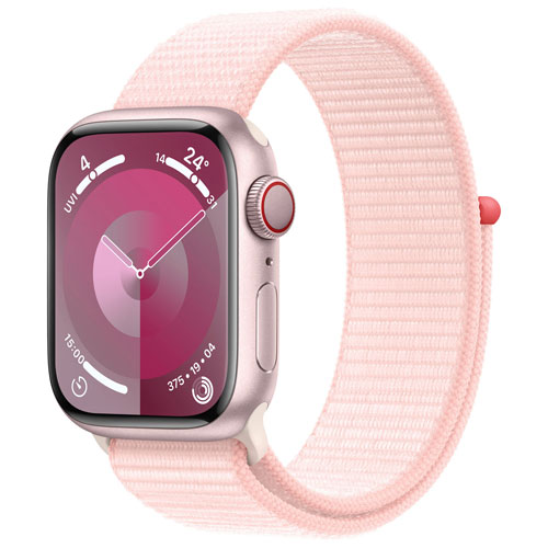 Koodo Apple Watch Series 9 41mm Pink Aluminum Case with Light Pink Sport Loop - Small - Monthly Tab Payment