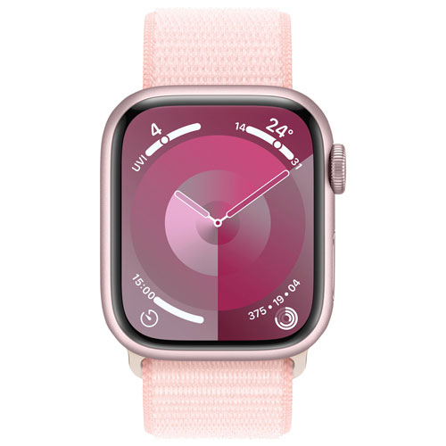 Koodo Apple Watch Series 9 41mm Pink Aluminum Case with Light Pink Sport Loop - Small - Monthly Tab Payment