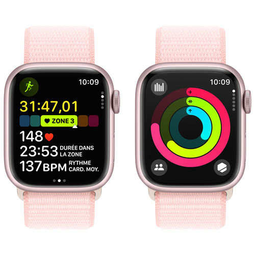 Koodo Apple Watch Series 9 41mm Pink Aluminum Case with Light Pink Sport Loop - Small - Monthly Tab Payment