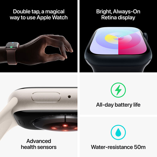 Apple Watch Series 9 de 41 mm avec boîtier en acier inoxydable argenté et bracelet milanais en acier inoxydable argenté par Koodo - Petit - Paiement
