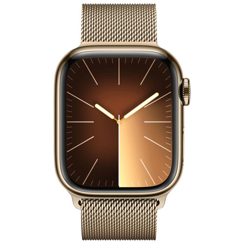 Koodo Apple Watch Series 9 41mm Gold Stainless Steel Case with Gold Stainless Steel Milanese Loop - Small - Monthly Tab Payment
