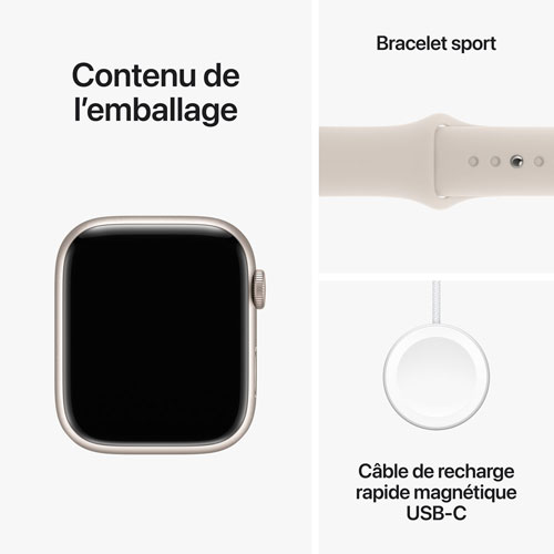 Apple Watch Series 9 avec boîtier de 45 mm en aluminium comète et bracelet sport comète par Koodo - Moyen/Grand 160-210 mm - Paiement Balance mensuel