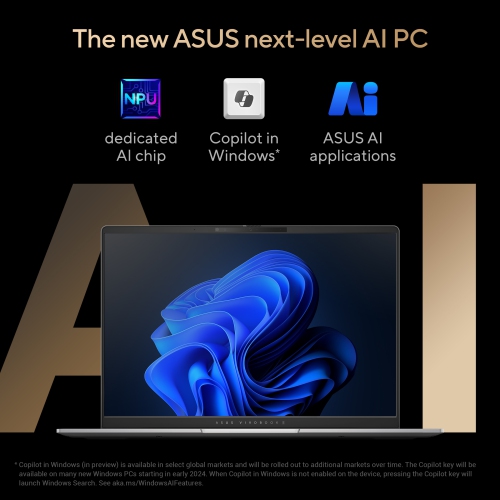 ASUS Vivobook S 14" M5406WA Thin & Light Laptop, Next-Level AI 3K OLED Display / AMD Ryzen AI 9 365 Processor / 24GB RAM / 1TB SSD / Copilot Key /