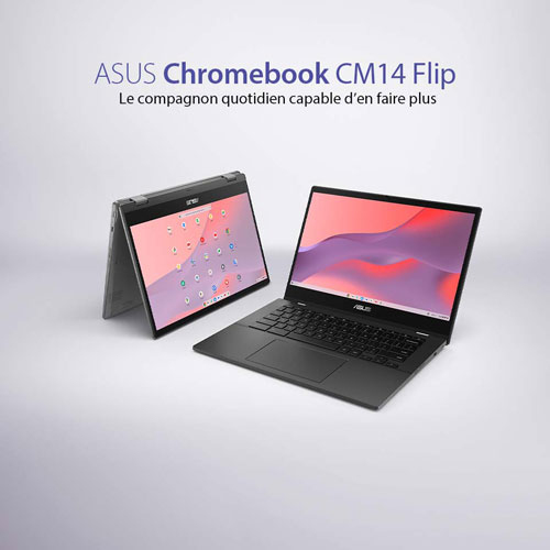 Chromebook 2-en-1 à écran tactile de 14 po CM14 Flip d'ASUS avec 3 mois de forfait Google AI Pro