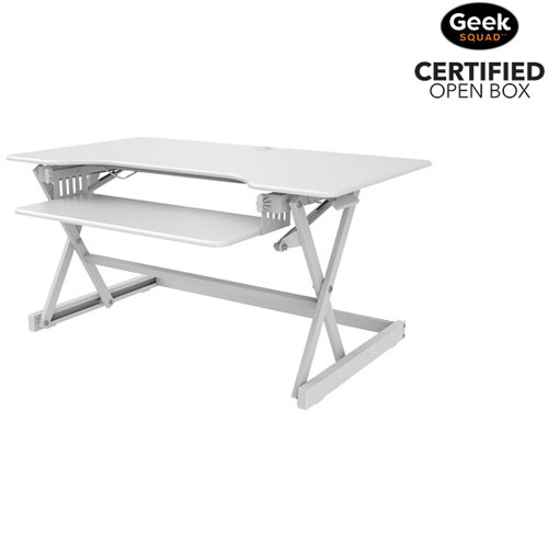 Open Box - Rocelco 40"W Ergonomic Adjustable Desk Riser with Keyboard Tray - White