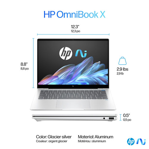 HP OmniBook X 14" Gen AI PC Laptop - Glacier Silver