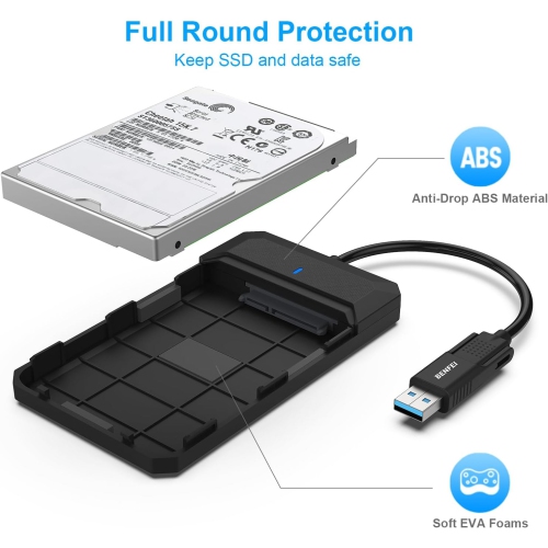 BENFEI 2.5" SATA to USB Enclosure, Tool-Free, for SSD/HDD, Support UASP, SATA III