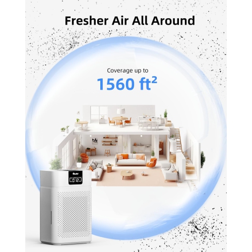 Purificateur d'air VEWIOR pour la maison grande pièce, filtre HEPA couvrant jusqu'à 1560&nbsp;pi² pour le pollen de fumée sauvage