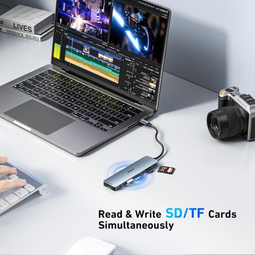 BENFEI 7-in-1 USB C Hub, HDMI 4K@60Hz, 2xUSB-A, USB-C Data, 100W PD, SD/TF Reader, Grey