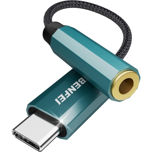 BENFEI USB-C to 3.5mm Adapter, with DAC, for iPhone 15, Samsung Galaxy, iPad Pro, Pixel, Blue