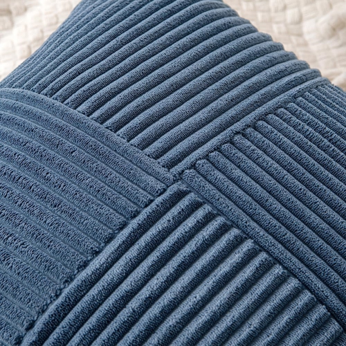 Blue Corduroy Pillow Covers Pack of 2 Boho Decorative Spliced Soft Solid Couch Pillowcases Cross Patchwork Textured Cushion Covers for Living Room
