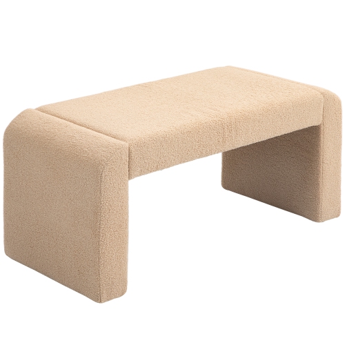 Banc d'extrémité rembourré de 39&nbsp;po de HOMCOM, banc d'entrée bouclé, pouf moderne en U pour chambre, salon, corridor, brun pâle