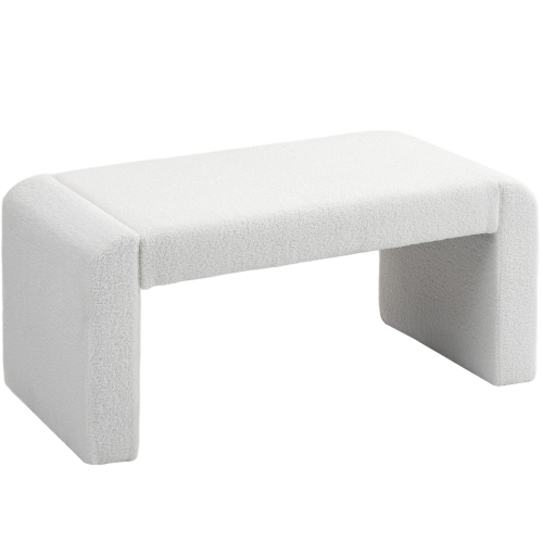 Banc d'extrémité rembourré de 39&nbsp;po de HOMCOM, banc d'entrée bouclé, pouf moderne en U pour chambre, salon, corridor, blanc