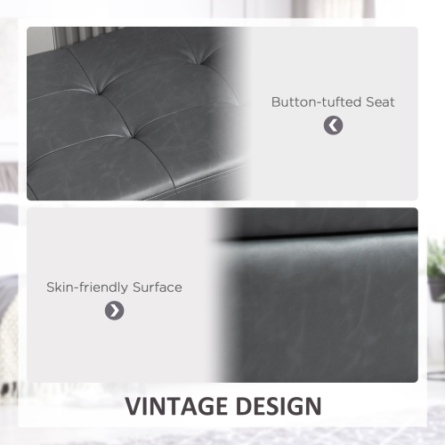 HOMCOM Shoe Bench, Tufted PU Leather Upholstered Entryway Bench with Lift-Top, Shoe Rack and Wood Frame for Living Room, Hallway, Grey