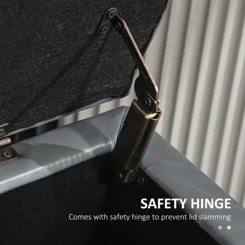 HOMCOM Shoe Bench, Tufted PU Leather Upholstered Entryway Bench with Lift-Top, Shoe Rack and Wood Frame for Living Room, Hallway, Grey