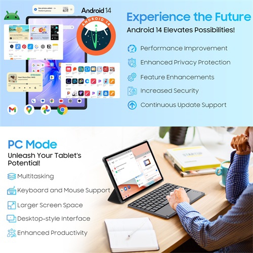 Blackview Tablet 11" Android 15 Tablets, Tab 90WiFi with 12GB+128GB Storage(Expand to 2TB), Unisoc T606 CPU, 8200mAh, Widevine L1, 5G WiFi, 13MP+8MP