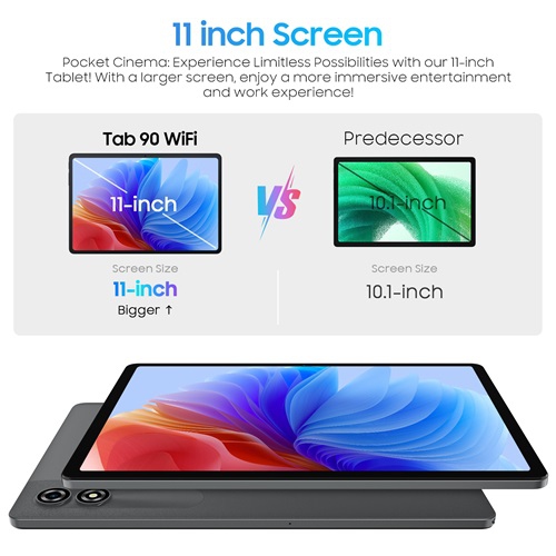 Blackview Tablet 11" Android 15 Tablets, Tab 90WiFi with 12GB+128GB Storage(Expand to 2TB), Unisoc T606 CPU, 8200mAh, Widevine L1, 5G WiFi, 13MP+8MP