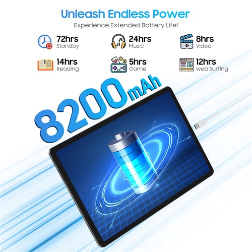 Blackview Tablet 11" Android 15 Tablets, Tab 90WiFi with 12GB+128GB Storage(Expand to 2TB), Unisoc T606 CPU, 8200mAh, Widevine L1, 5G WiFi, 13MP+8MP