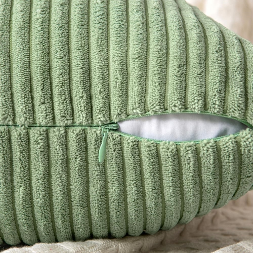 Sage Green Corduroy Pillow Covers Pack of 2 Boho Decorative Spliced Soft Solid Couch Pillowcases Cross Patchwork Textured Cushion Covers for Living