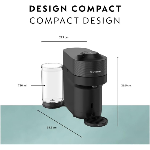 Nespresso Vertuo Pop+ Coffee and Espresso Machine with Aeroccino by De'Longhi, Liquorice Black