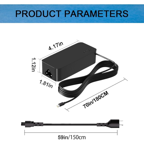 65W USB-C/Type C Laptop Charger Adapter for Lenovo Chromebook ThinkPad X1 T480 T480s T580 T580s T490s E585 E580 E590 E595 C330 14e 300e 500e Yoga