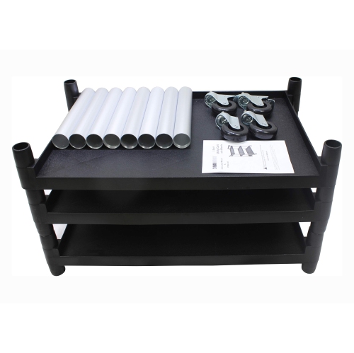 MaxWorks 80774 3-Shelf Utility Plastic Cart with Wheels-225 Lbs Maximum Capacity, Black