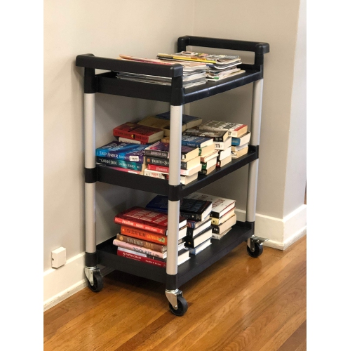 MaxWorks 80774 3-Shelf Utility Plastic Cart with Wheels-225 Lbs Maximum Capacity, Black