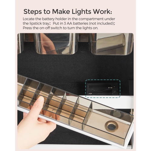 Armoire à bijoux SONGMICS avec miroir éclairé intégré, rangement mural ou de porte, UJJC013W01 blanc