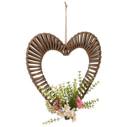 Décoration printanière à coeur floral enveloppé - 12 po