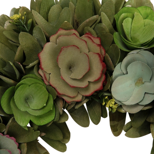 Couronne à ressort artificielle en bois à petites fleurs - 14&nbsp;po