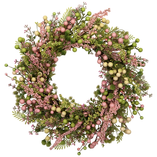 Berries and Olives Artificial Spring Wreath - 25" - Pastel