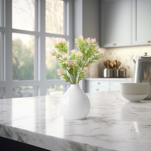 Thistle Artificial Floral Spray Bundles - 15" - Green and Pink - Set of 6