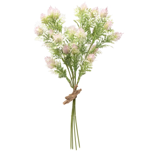 Thistle Artificial Floral Spray Bundles - 15" - Green and Pink - Set of 6