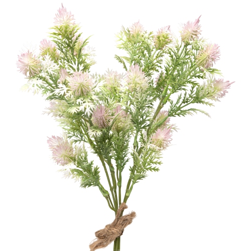 Thistle Artificial Floral Spray Bundles - 15" - Green and Pink - Set of 6