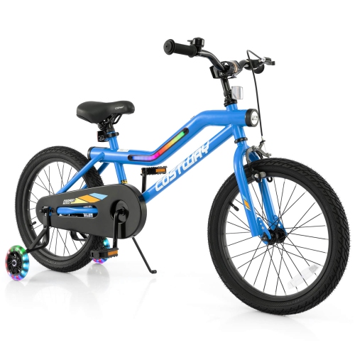 Vélo d'entraînement éclairé à DEL de 18&nbsp;po pour enfants de Costway avec roues de frein à rétropédalage à siège réglable