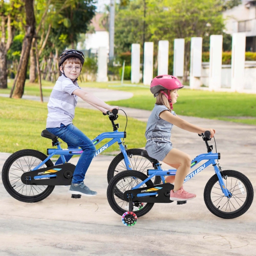 Costway 16" LED Lighted Kids Bike with Adjustable Seat Coaster Brake Training Wheels