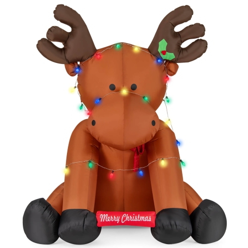 COSTWAY  8.5 Ft Tall Christmas Inflatable Reindeer Decoration With 24 Led String Lights