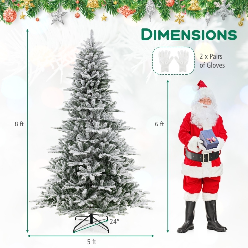 Arbre de Noël artificiel floqué de 8 pi avec 1447 pointes en PVC et en PE de Costway, 800 lumières à DEL